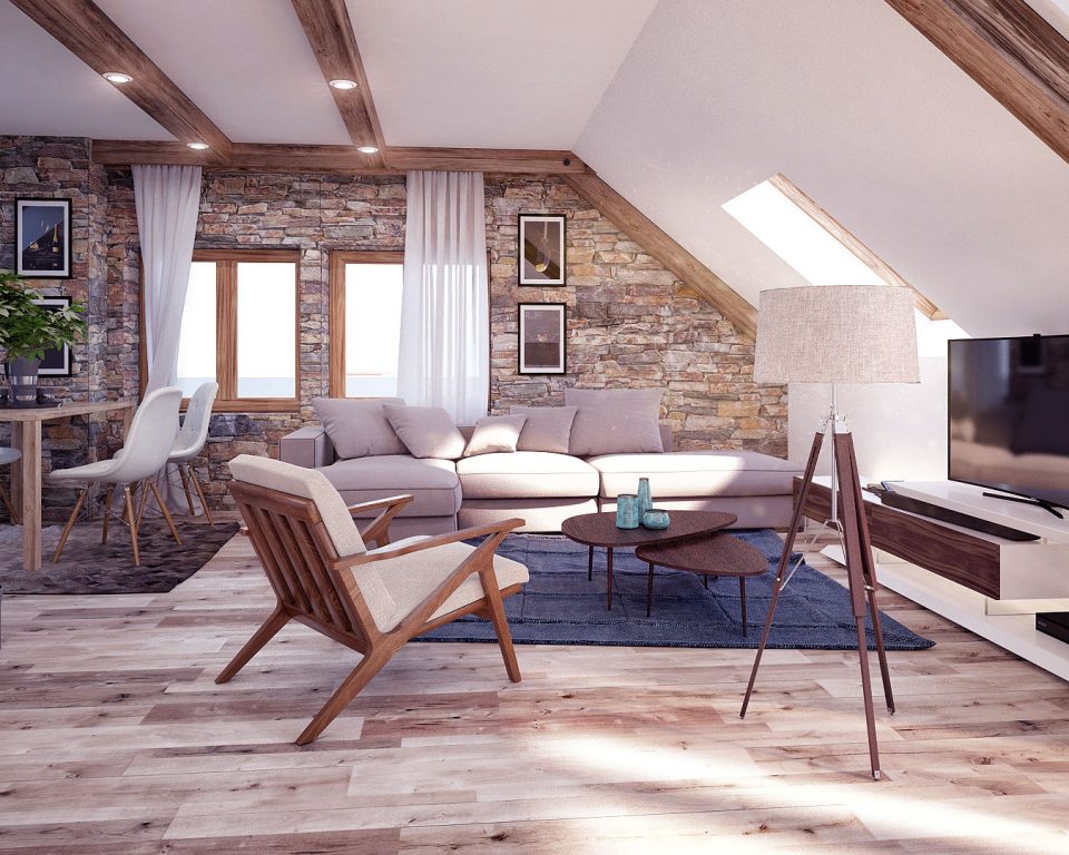 Nappali (emelet) látványterv - B&BD